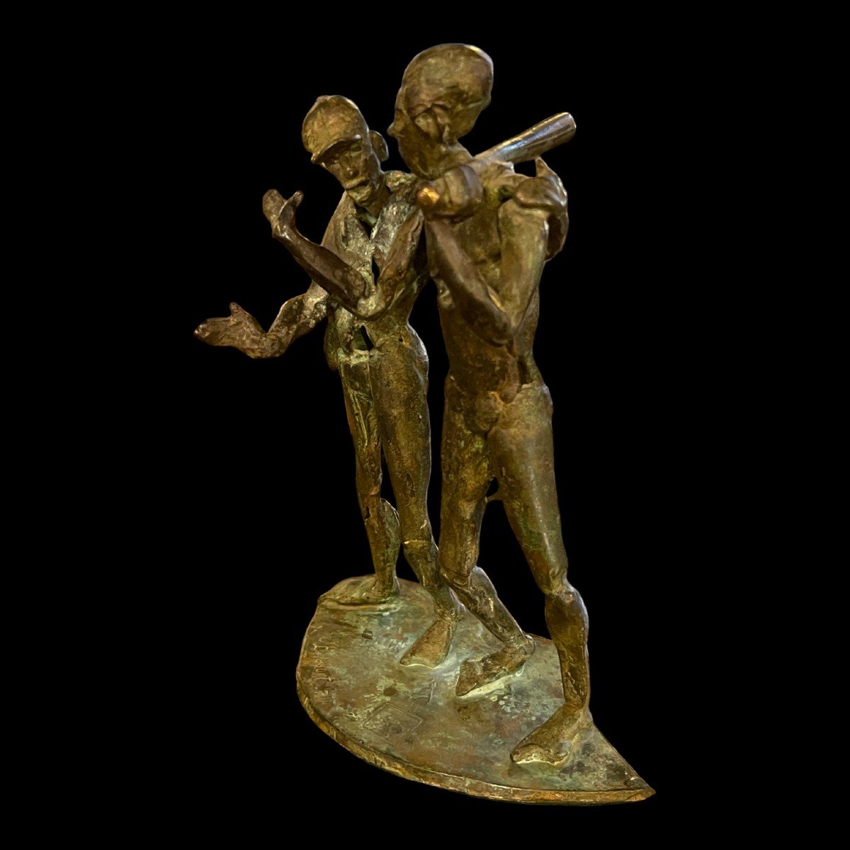 Jean Delcourt " Joueurs De Baseball ", Sculpture En Bronze, Cire Perdue, Unique 1/1, 2002
